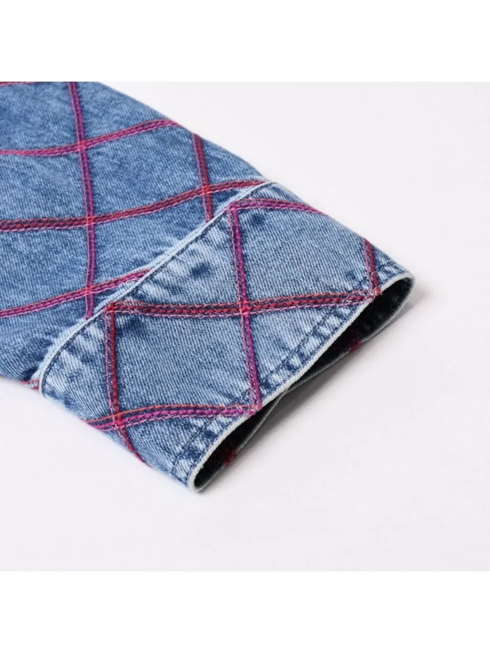 Chanel Collarless Denim Jacket CC Logo Stitch Blue